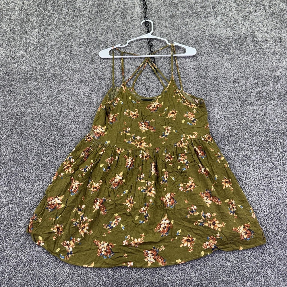 Staccato Sundress Womens Small Green Floral Hi Low Swing Strappy Rayon Casual